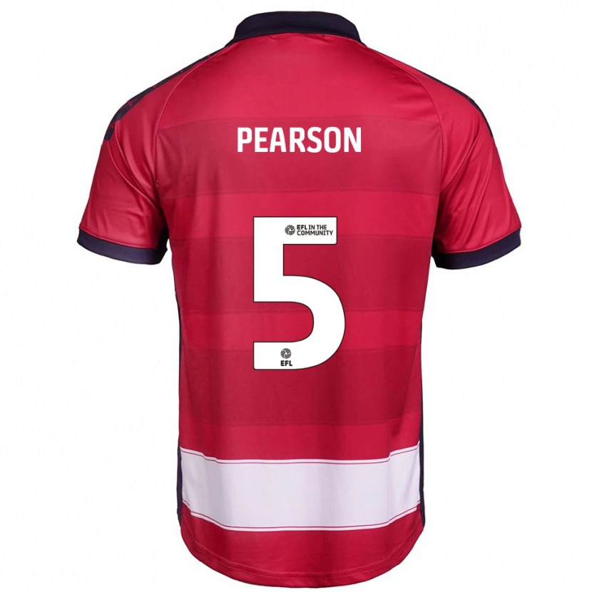 Danxen Uomo Maglia Matty Pearson #5 Rosso Bianco Kit Gara Home 2025/26 Maglietta