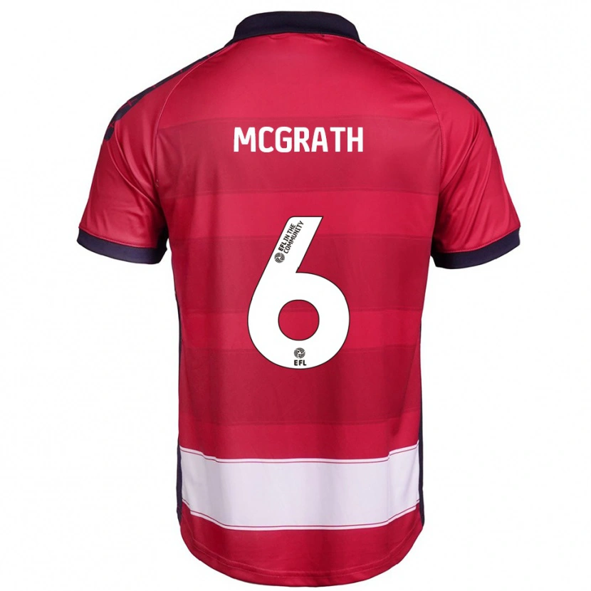 Danxen Uomo Maglia Jay Mcgrath #6 Rosso Bianco Kit Gara Home 2025/26 Maglietta