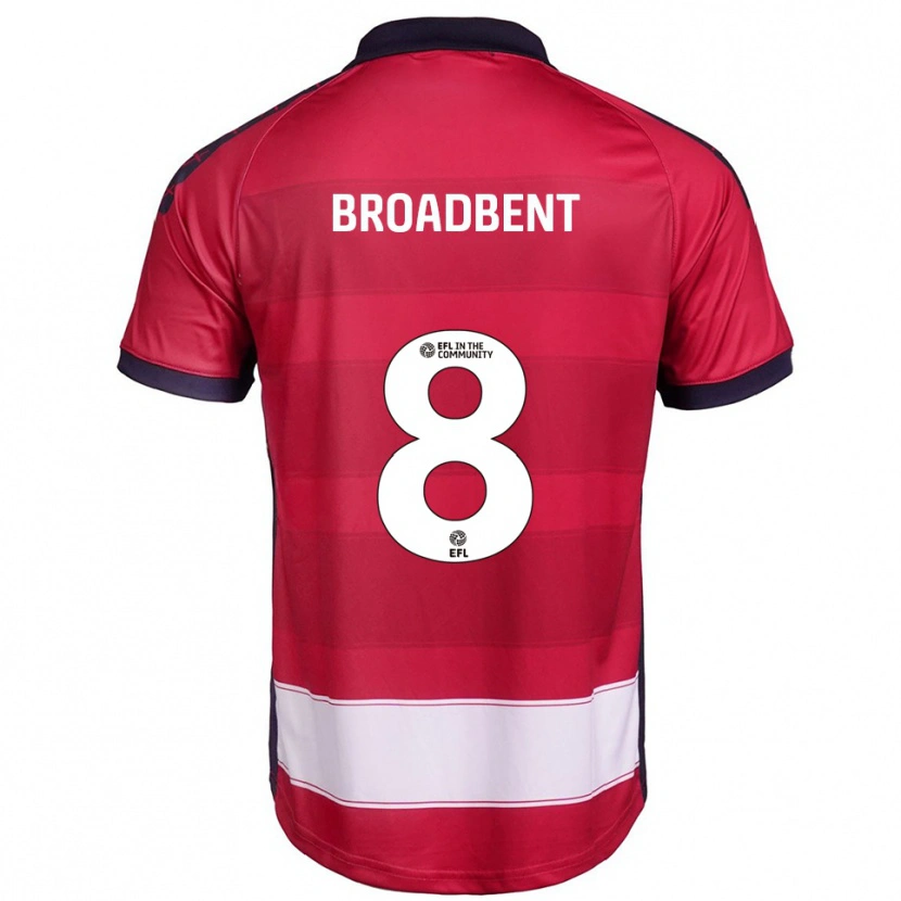 Danxen Uomo Maglia George Broadbent #8 Rosso Bianco Kit Gara Home 2025/26 Maglietta