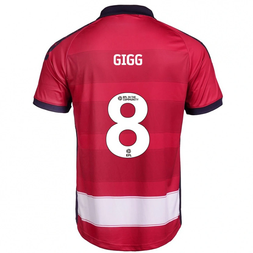 Danxen Uomo Maglia Izzy Gigg #8 Rosso Bianco Kit Gara Home 2025/26 Maglietta