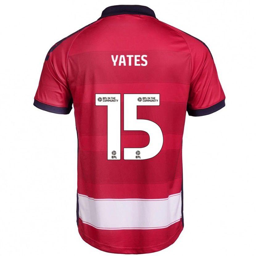 Danxen Uomo Maglia Katie Yates #15 Rosso Bianco Kit Gara Home 2025/26 Maglietta