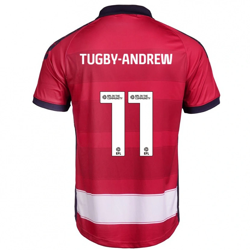 Danxen Uomo Maglia Lindsey Tugby-Andrew #11 Rosso Bianco Kit Gara Home 2025/26 Maglietta