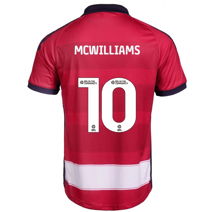 Danxen Uomo Maglia Hannah Mcwilliams #10 Rosso Bianco Kit Gara Home 2025/26 Maglietta