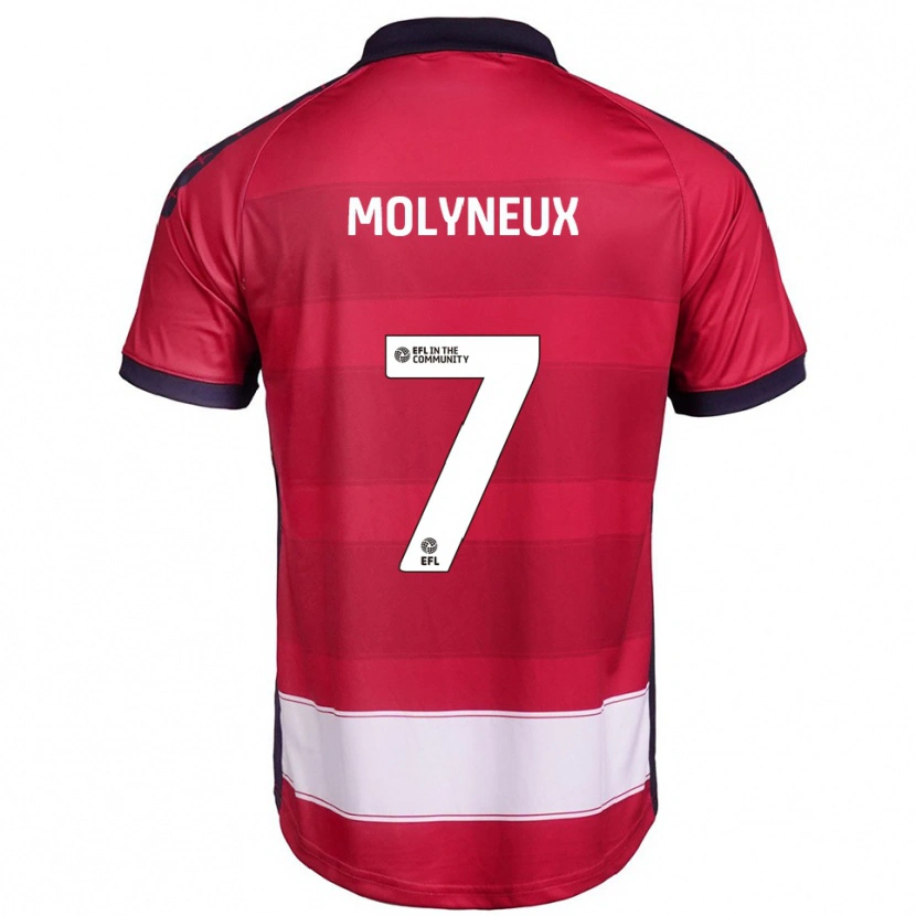 Danxen Uomo Maglia Luke Molyneux #7 Rosso Bianco Kit Gara Home 2025/26 Maglietta