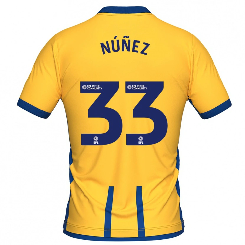 Danxen Uomo Maglia Anthony Núñez #33 Giallo Blu Kit Gara Home 2025/26 Maglietta