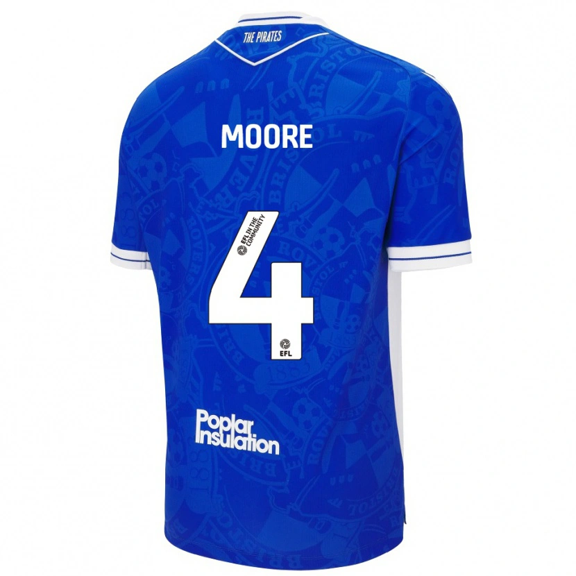 Danxen Uomo Maglia Taylor Moore #4 Blu Bianco Kit Gara Home 2025/26 Maglietta