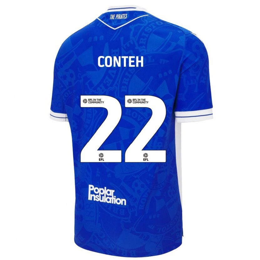 Danxen Uomo Maglia Kamil Conteh #22 Blu Bianco Kit Gara Home 2025/26 Maglietta