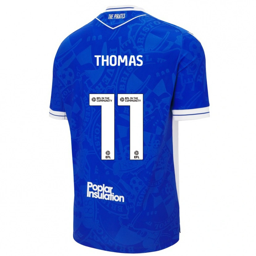 Danxen Uomo Maglia Luke Thomas #11 Blu Bianco Kit Gara Home 2025/26 Maglietta