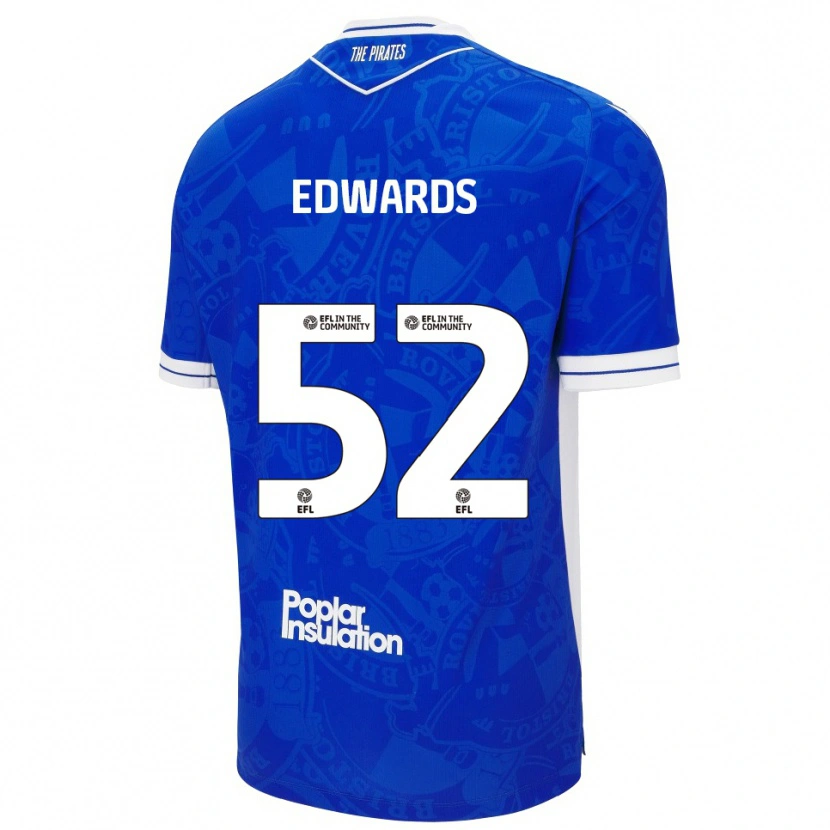 Danxen Uomo Maglia Max Edwards #52 Blu Bianco Kit Gara Home 2025/26 Maglietta