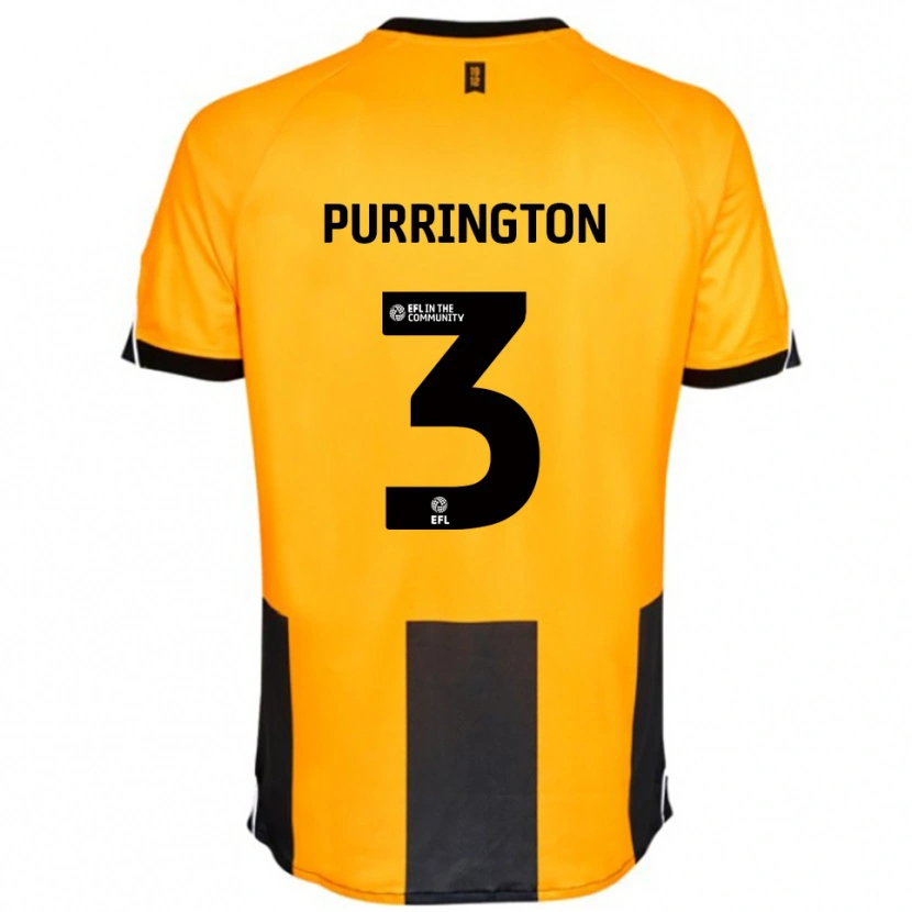 Danxen Uomo Maglia Ben Purrington #3 Arancione Nero Kit Gara Home 2025/26 Maglietta