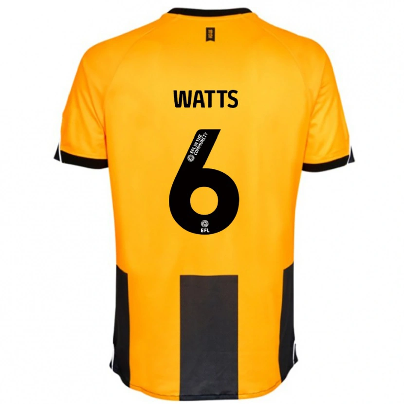 Danxen Uomo Maglia Kell Watts #6 Arancione Nero Kit Gara Home 2025/26 Maglietta