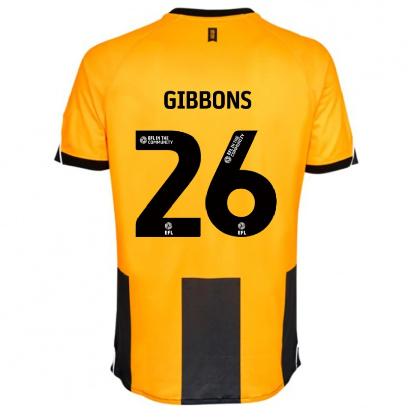 Danxen Uomo Maglia James Gibbons #26 Arancione Nero Kit Gara Home 2025/26 Maglietta