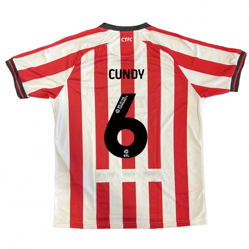 Danxen Uomo Maglia Robbie Cundy #6 Rosso Bianco Nero Kit Gara Home 2025/26 Maglietta
