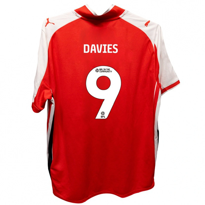 Danxen Uomo Maglia Will Davies #9 Rosso Bianco Kit Gara Home 2025/26 Maglietta