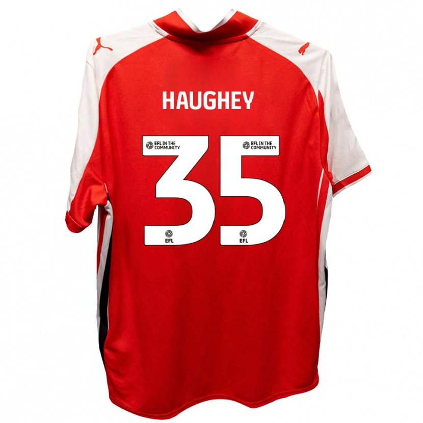 Danxen Uomo Maglia Conor Haughey #35 Rosso Bianco Kit Gara Home 2025/26 Maglietta
