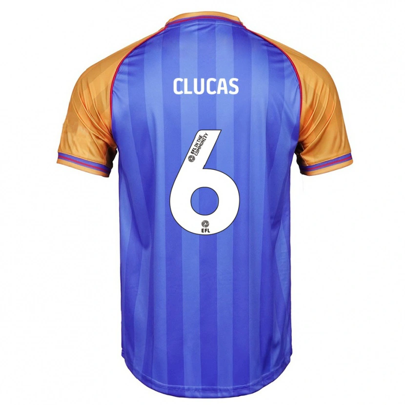 Danxen Uomo Maglia Sam Clucas #6 Blu Arancione Kit Gara Home 2025/26 Maglietta