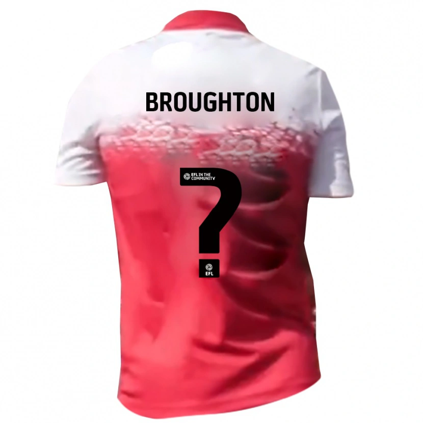 Danxen Uomo Maglia Olly Broughton #0 Rosso Bianco Kit Gara Home 2025/26 Maglietta