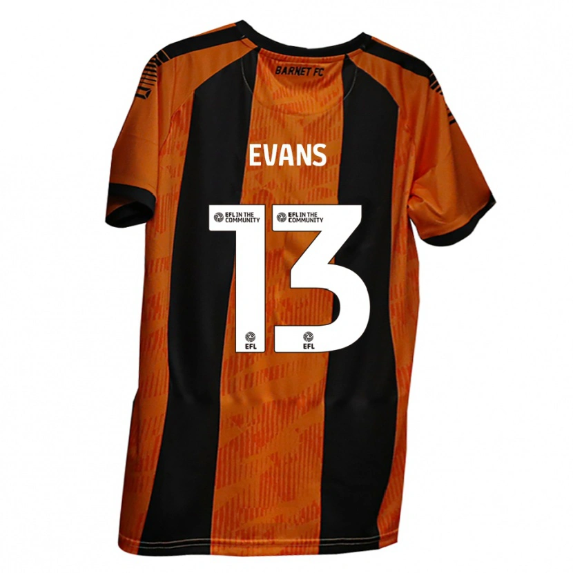 Danxen Uomo Maglia Owen Evans #13 Arancione Nero Kit Gara Home 2025/26 Maglietta