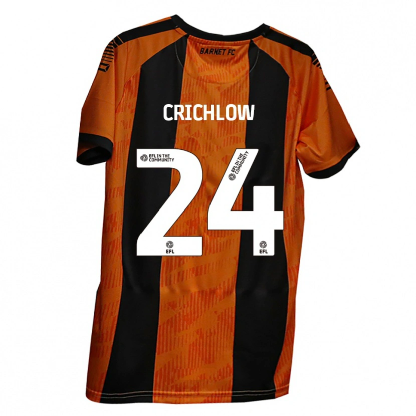 Danxen Uomo Maglia Romoney Crichlow #24 Arancione Nero Kit Gara Home 2025/26 Maglietta