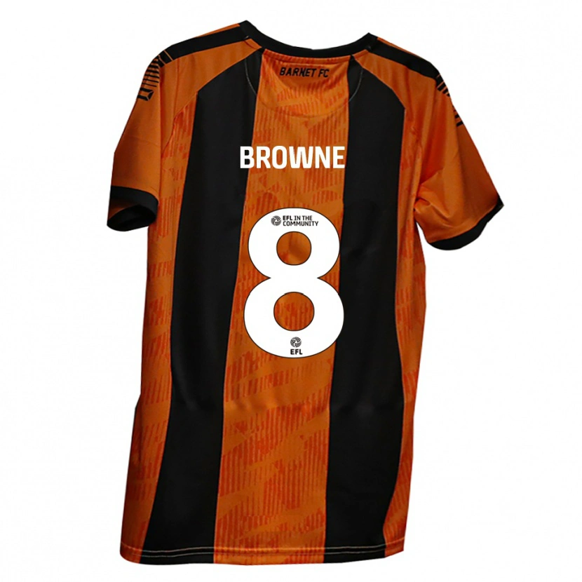 Danxen Uomo Maglia Rhys Browne #8 Arancione Nero Kit Gara Home 2025/26 Maglietta