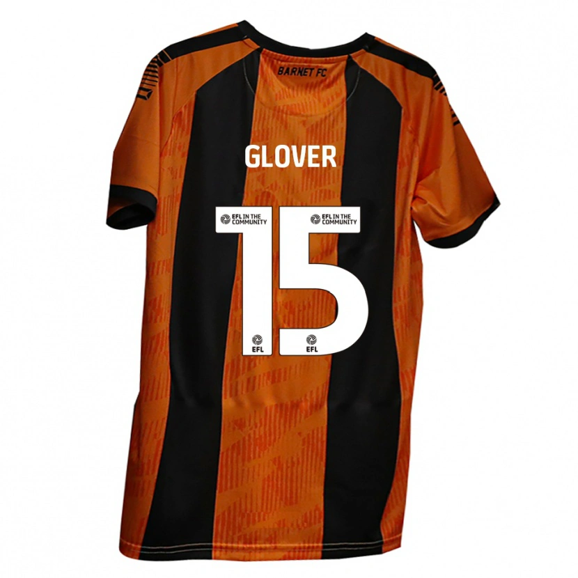 Danxen Uomo Maglia Ryan Glover #15 Arancione Nero Kit Gara Home 2025/26 Maglietta