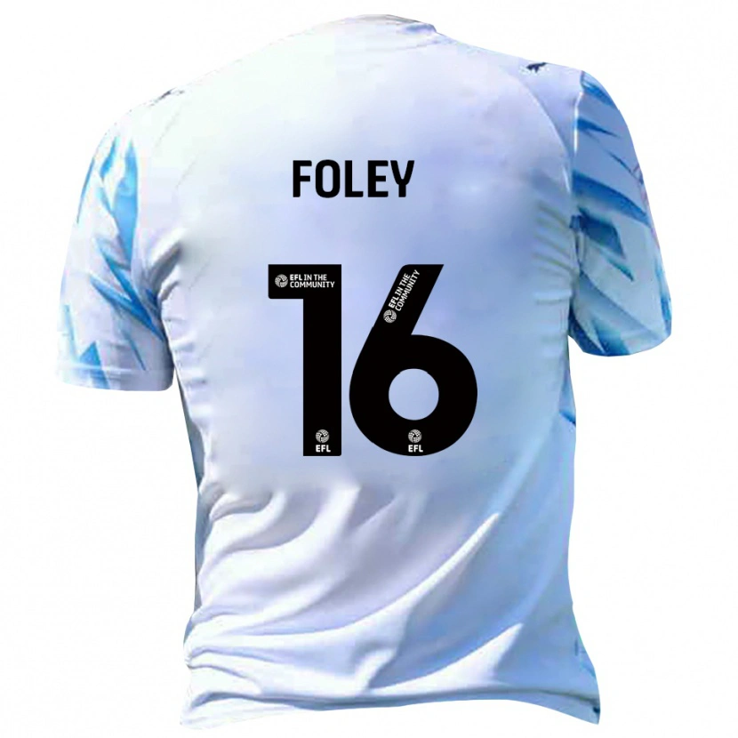 Danxen Uomo Maglia Sam Foley #16 Bianco Azzurro Kit Gara Home 2025/26 Maglietta