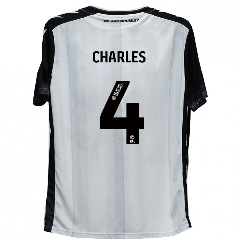 Danxen Uomo Maglia Ashley Charles #4 Bianco Nero Kit Gara Home 2025/26 Maglietta