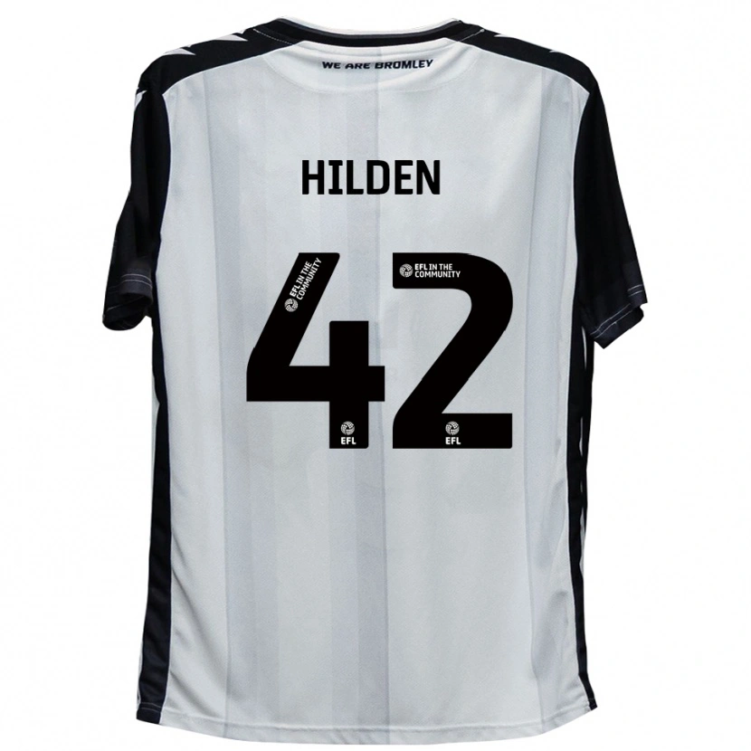 Danxen Uomo Maglia Alfie Hilden #42 Bianco Nero Kit Gara Home 2025/26 Maglietta