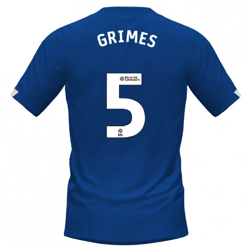 Danxen Uomo Maglia Jamie Grimes #5 Blu Bianco Kit Gara Home 2025/26 Maglietta
