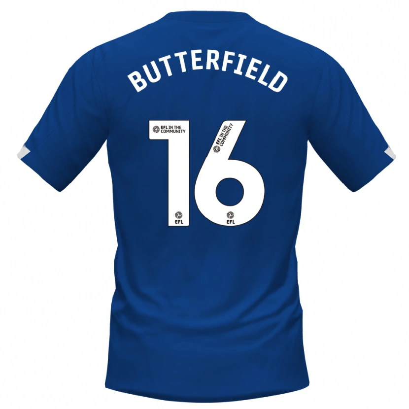 Danxen Uomo Maglia Luke Butterfield #16 Blu Bianco Kit Gara Home 2025/26 Maglietta