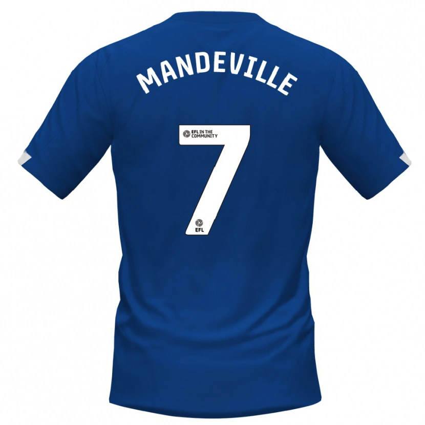 Danxen Uomo Maglia Liam Mandeville #7 Blu Bianco Kit Gara Home 2025/26 Maglietta