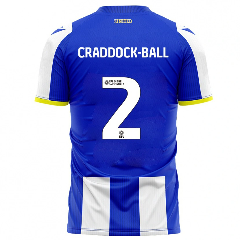 Danxen Uomo Maglia Jac Craddock-Ball #2 Blu Bianco Kit Gara Home 2025/26 Maglietta