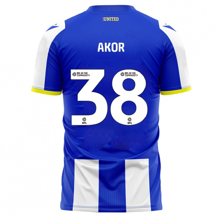 Danxen Uomo Maglia Elkanah Akor #38 Blu Bianco Kit Gara Home 2025/26 Maglietta