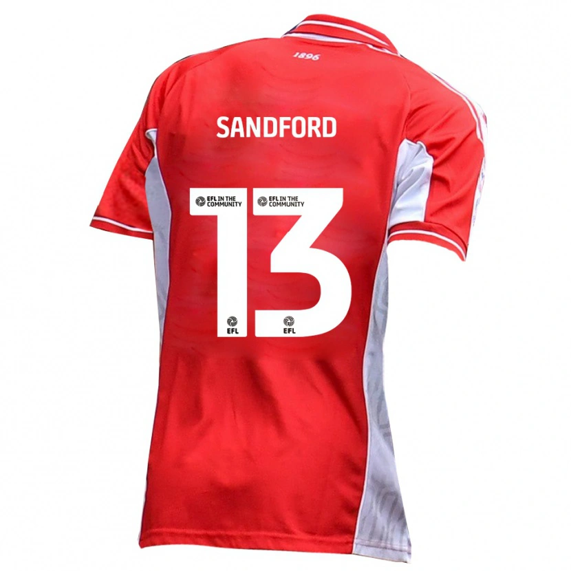 Danxen Uomo Maglia Ryan Sandford #13 Rosso Bianco Kit Gara Home 2025/26 Maglietta