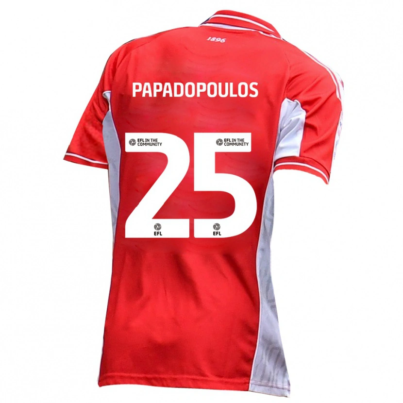 Danxen Uomo Maglia Antony Papadopoulos #25 Rosso Bianco Kit Gara Home 2025/26 Maglietta