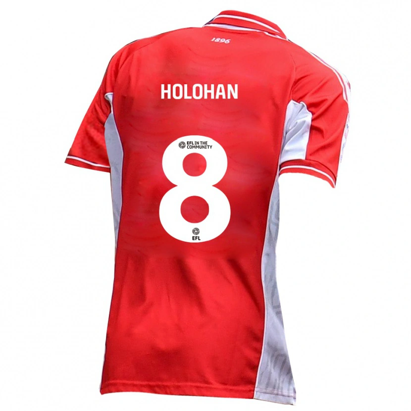 Danxen Uomo Maglia Gavan Holohan #8 Rosso Bianco Kit Gara Home 2025/26 Maglietta