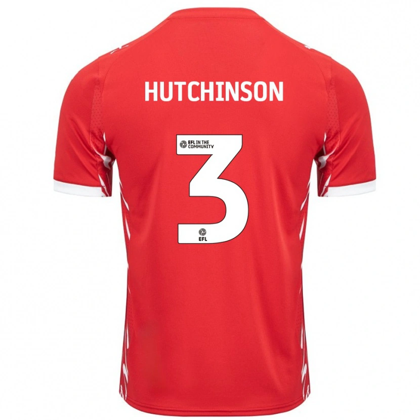 Danxen Uomo Maglia Reece Hutchinson #3 Rosso Bianco Kit Gara Home 2025/26 Maglietta