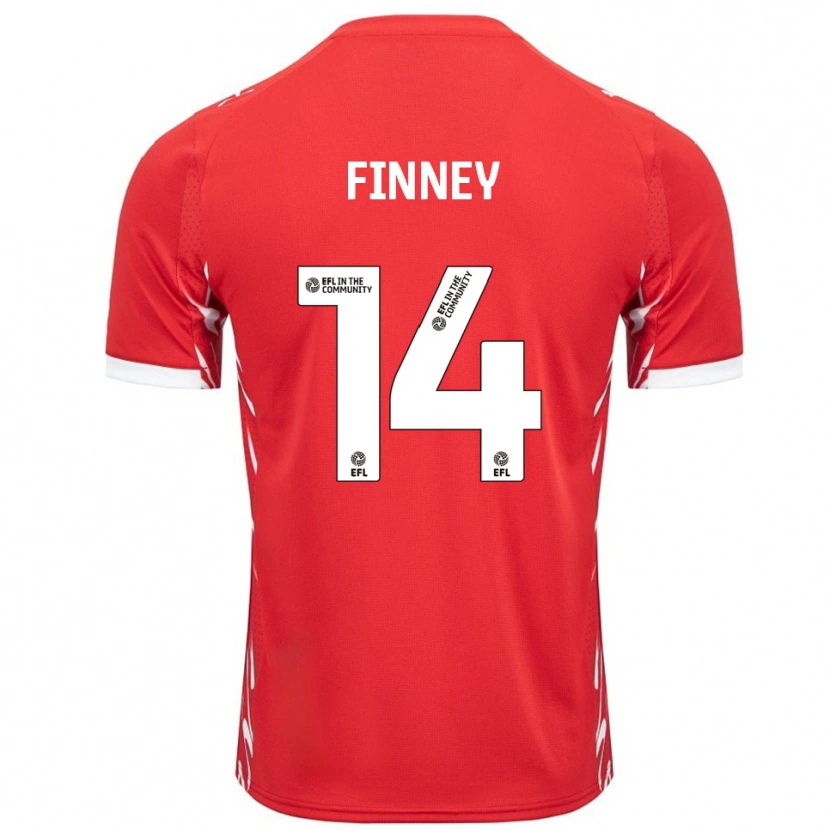 Danxen Uomo Maglia Charlie Finney #14 Rosso Bianco Kit Gara Home 2025/26 Maglietta