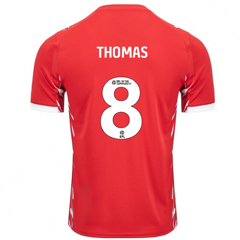Danxen Uomo Maglia Conor Thomas #8 Rosso Bianco Kit Gara Home 2025/26 Maglietta