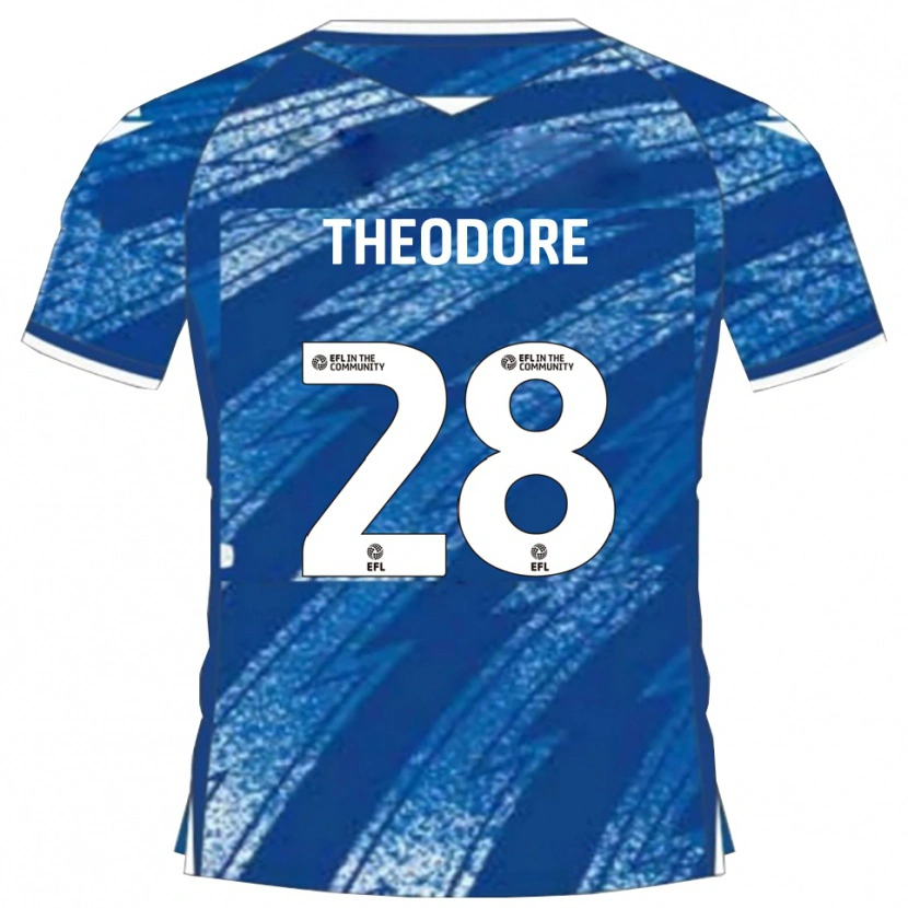 Danxen Uomo Maglia Damien Theodore #28 Blu Bianco Kit Gara Home 2025/26 Maglietta