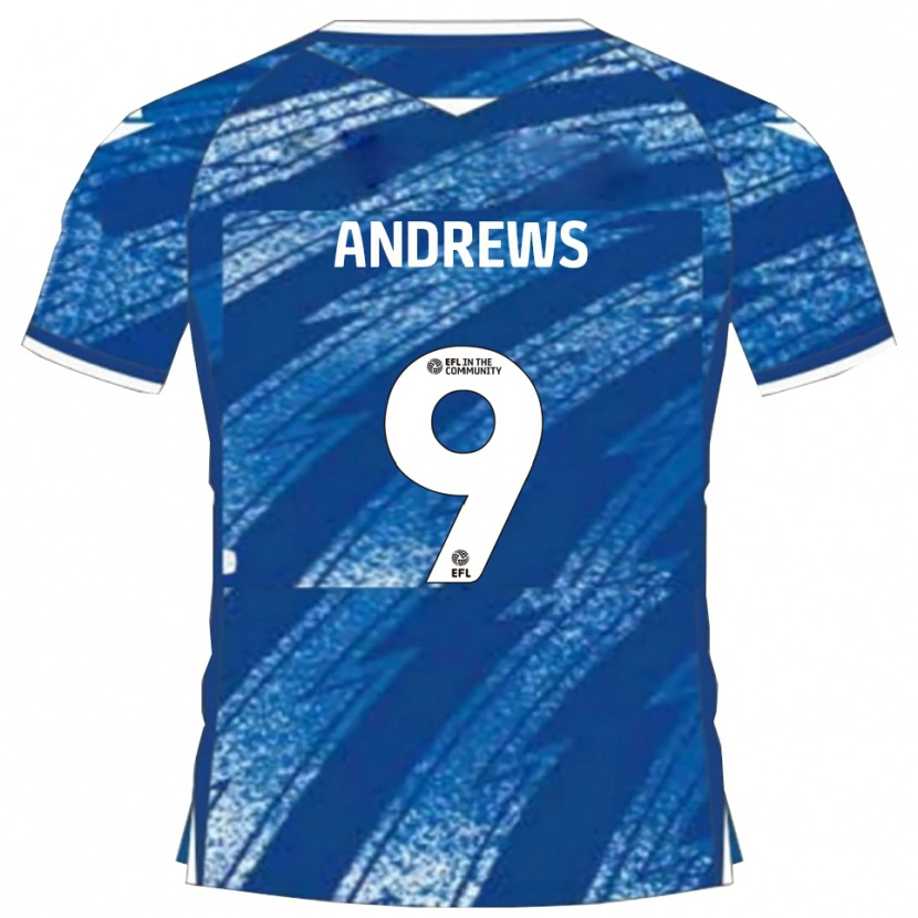 Danxen Uomo Maglia Josh Andrews #9 Blu Bianco Kit Gara Home 2025/26 Maglietta