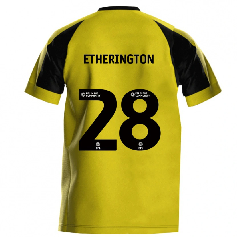 Danxen Uomo Maglia Marcus Etherington #28 Giallo Grigio Kit Gara Home 2025/26 Maglietta