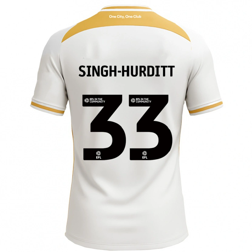 Danxen Uomo Maglia Damerai Singh-Hurditt #33 Bianco Oro Kit Gara Home 2025/26 Maglietta
