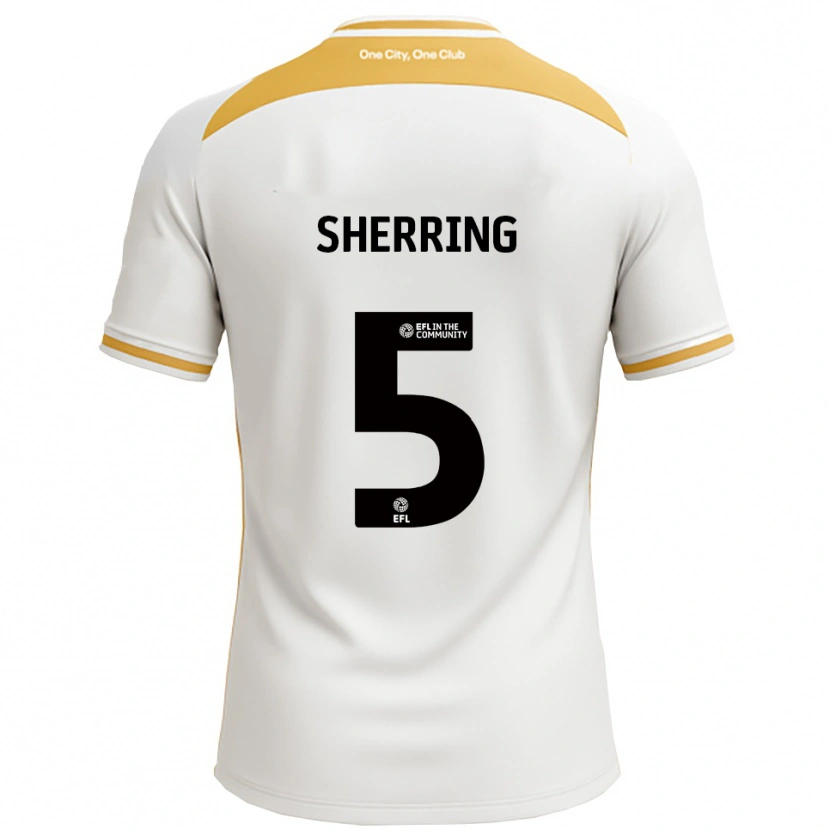 Danxen Uomo Maglia Sam Sherring #5 Bianco Oro Kit Gara Home 2025/26 Maglietta