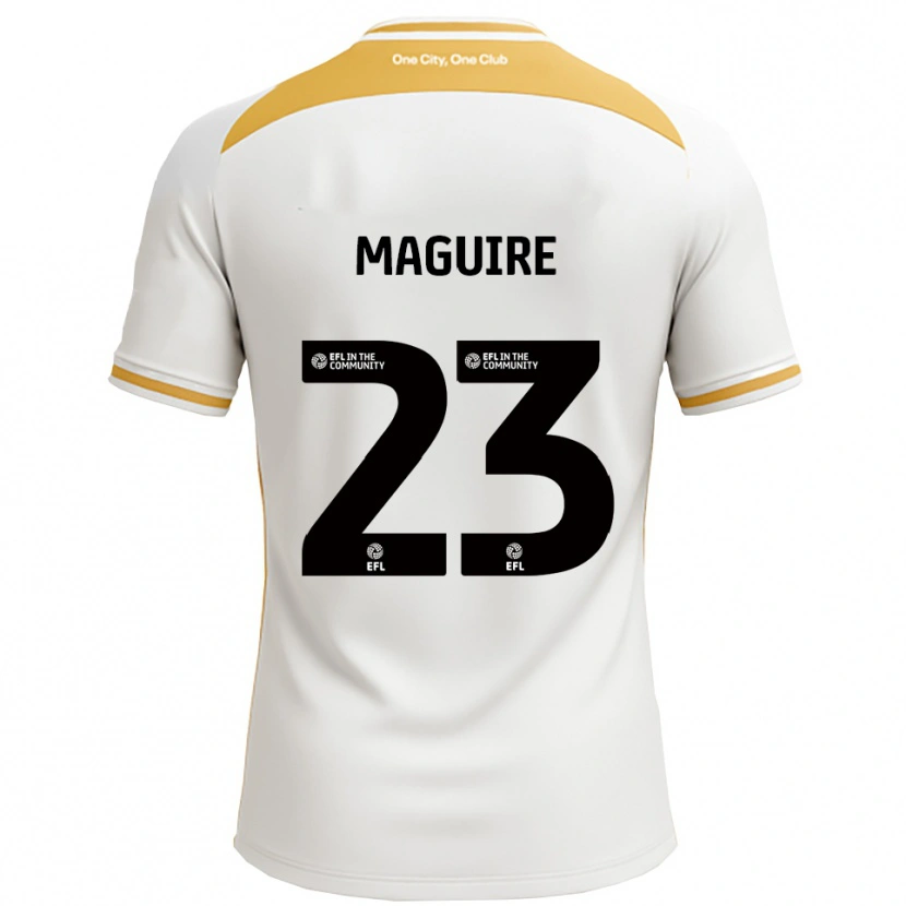 Danxen Uomo Maglia Laurence Maguire #23 Bianco Oro Kit Gara Home 2025/26 Maglietta