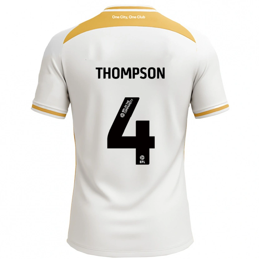 Danxen Uomo Maglia Nathan Thompson #4 Bianco Oro Kit Gara Home 2025/26 Maglietta