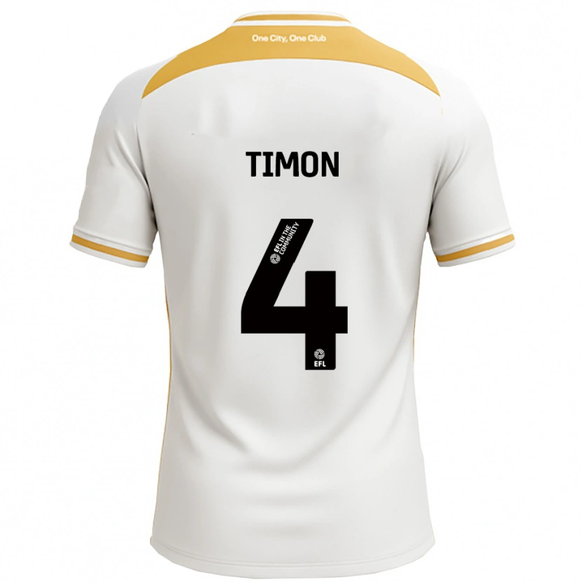 Danxen Uomo Maglia Amelie Timon #4 Bianco Oro Kit Gara Home 2025/26 Maglietta
