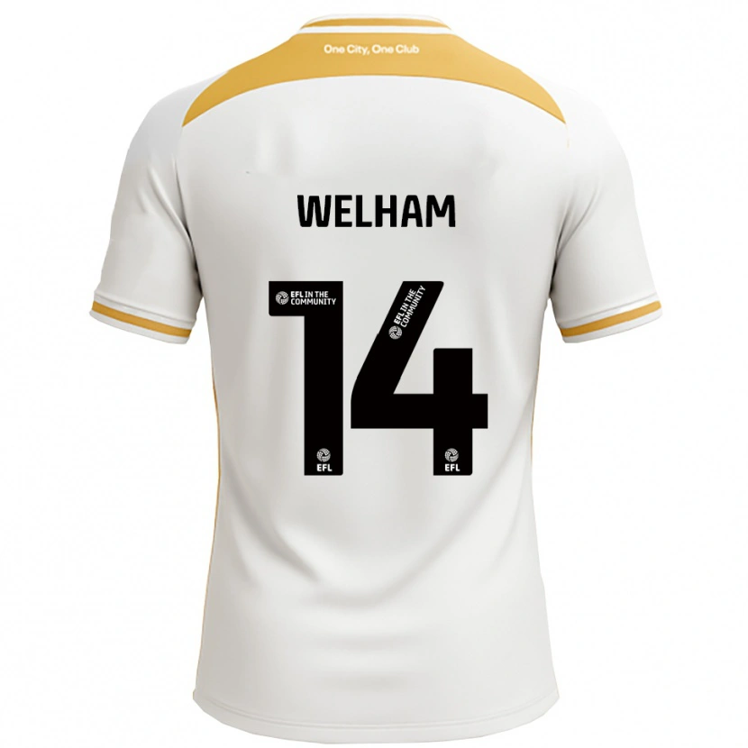 Danxen Uomo Maglia Madeline Welham #14 Bianco Oro Kit Gara Home 2025/26 Maglietta