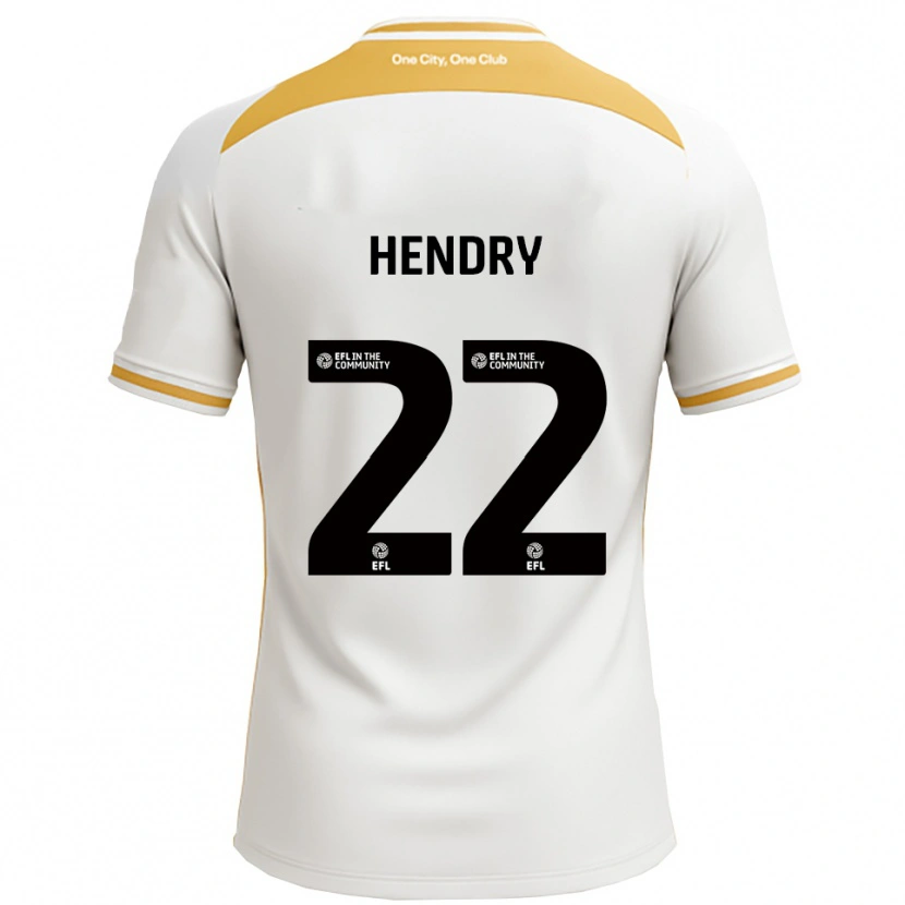 Danxen Uomo Maglia Callum Hendry #22 Bianco Oro Kit Gara Home 2025/26 Maglietta