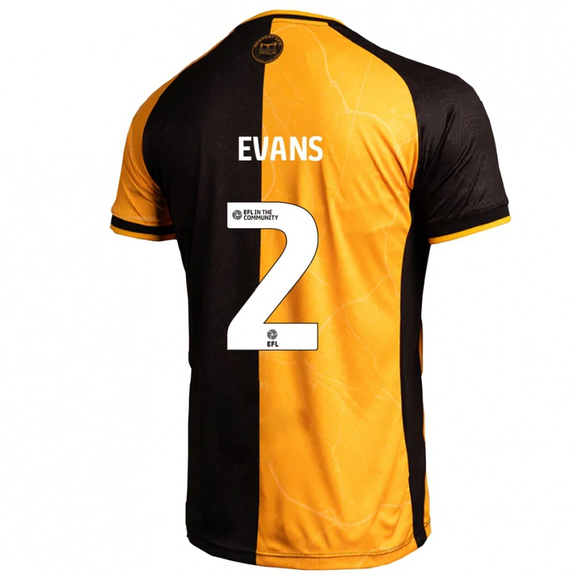 Danxen Uomo Maglia Cameron Evans #2 Giallo Nero Kit Gara Home 2025/26 Maglietta